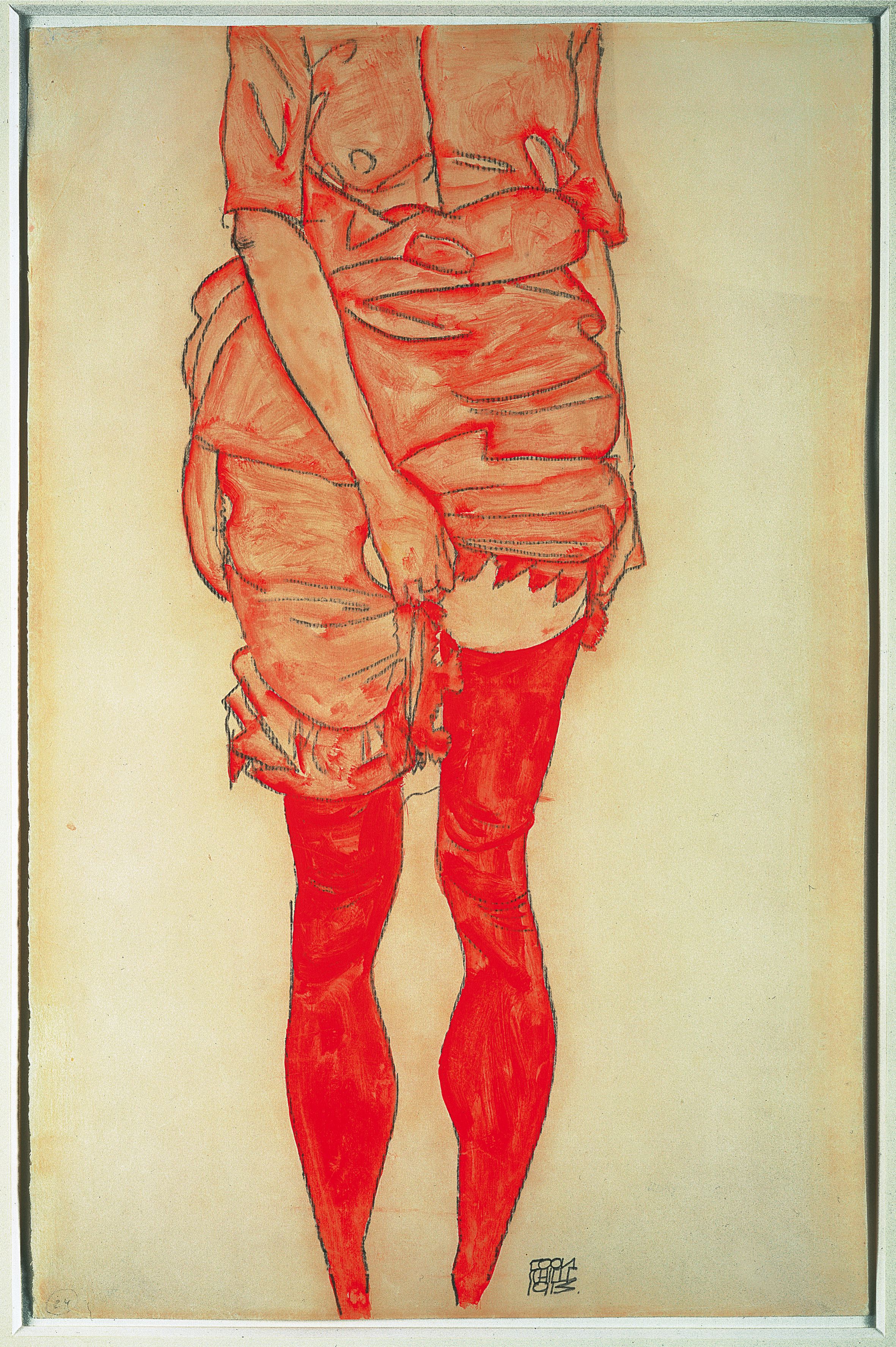 Egon Schiele Stehende Frau in Rot, 1913 © Privatbesitz