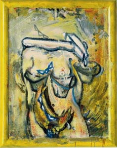 Nachtmilch, 2004, acrylic and varnish on grounded canvas, painted wood frame © VBK, Wien, 2005