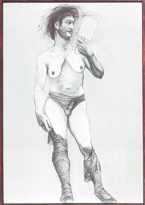 Adolf Frohner, David?, 1975, Graphit, Öl auf Leinen, 130 x 90 cm, Dr. Michael Auracher © Courtesy the Artist