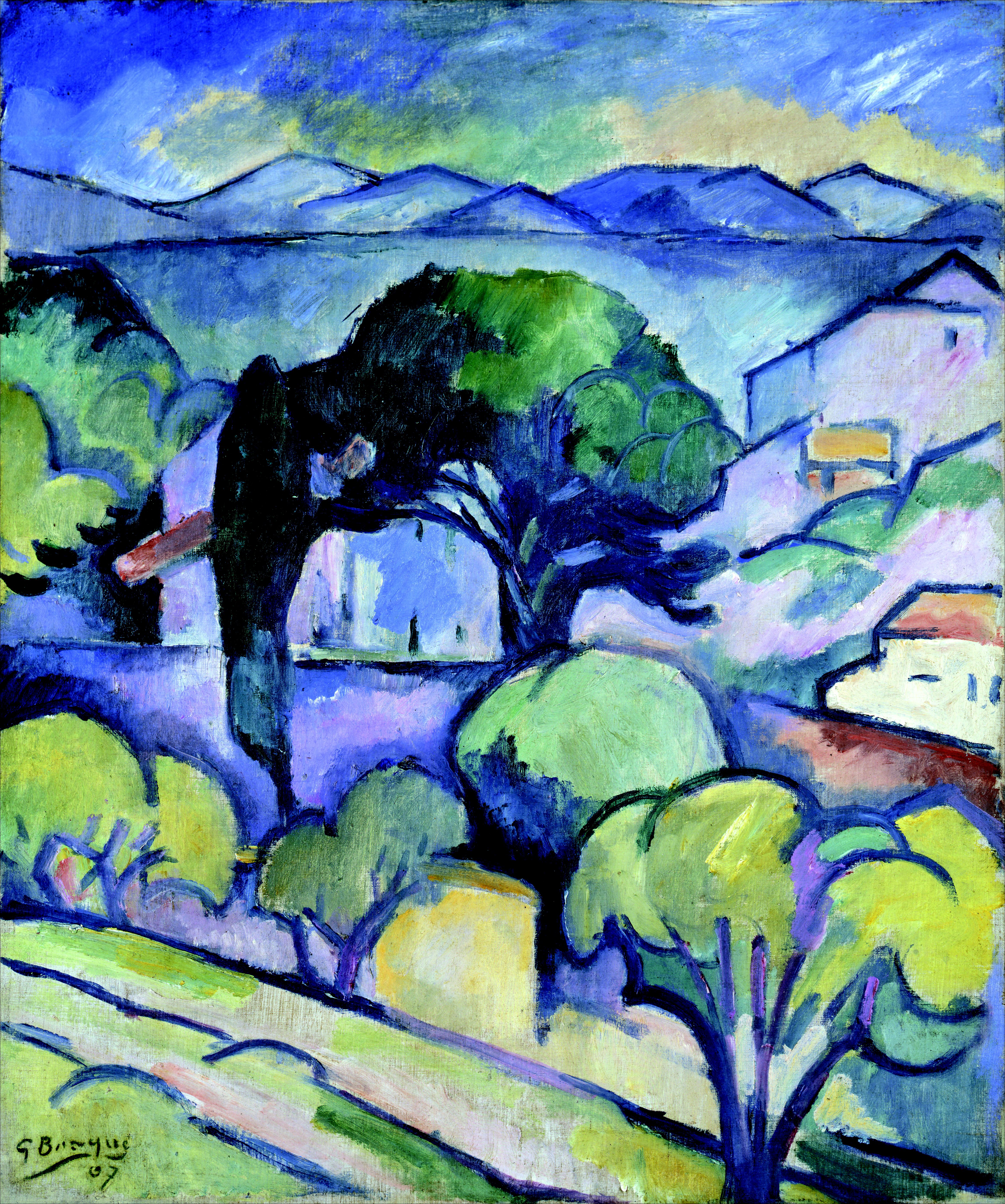 Georges Braque Landschaft in der Provence, L’Estaque (Paysage de Provence, l’Estaque), 1907 Privatbesitz, Deutschland © VBK, Wien, 2008/09