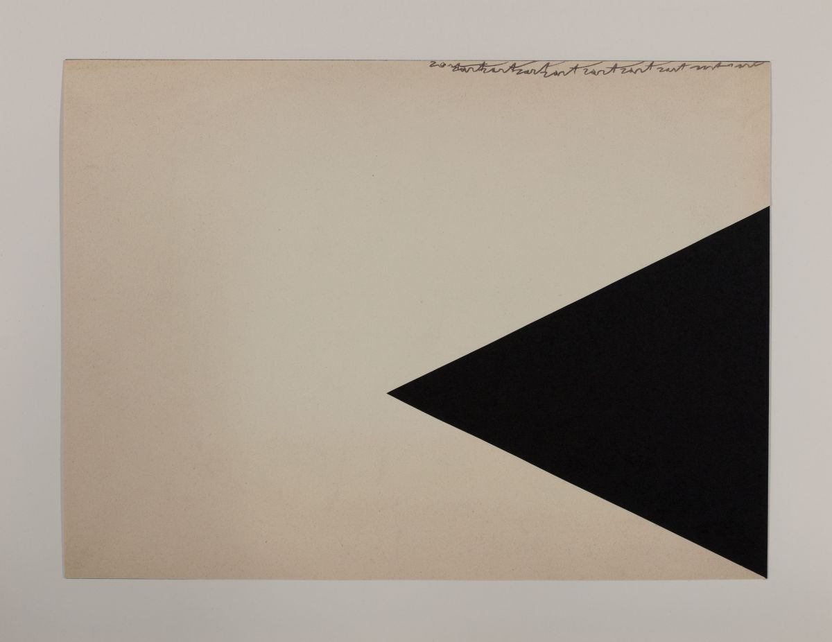 Gerhard Rühm, verschmelzung, 1965, Bleistift auf Papier auf schwarzem Karton, 29,7 x 39 cm, Privatsammlung © Foto: J. Zilius © Gerhard Rühm