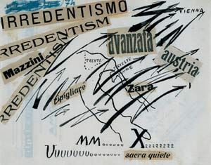 Irredentism. Free words, Filippo Tommaso Marinetti; 1914 ink,pastel and collage on paper; Private collection Schweiz © VBK, Wien, 2003