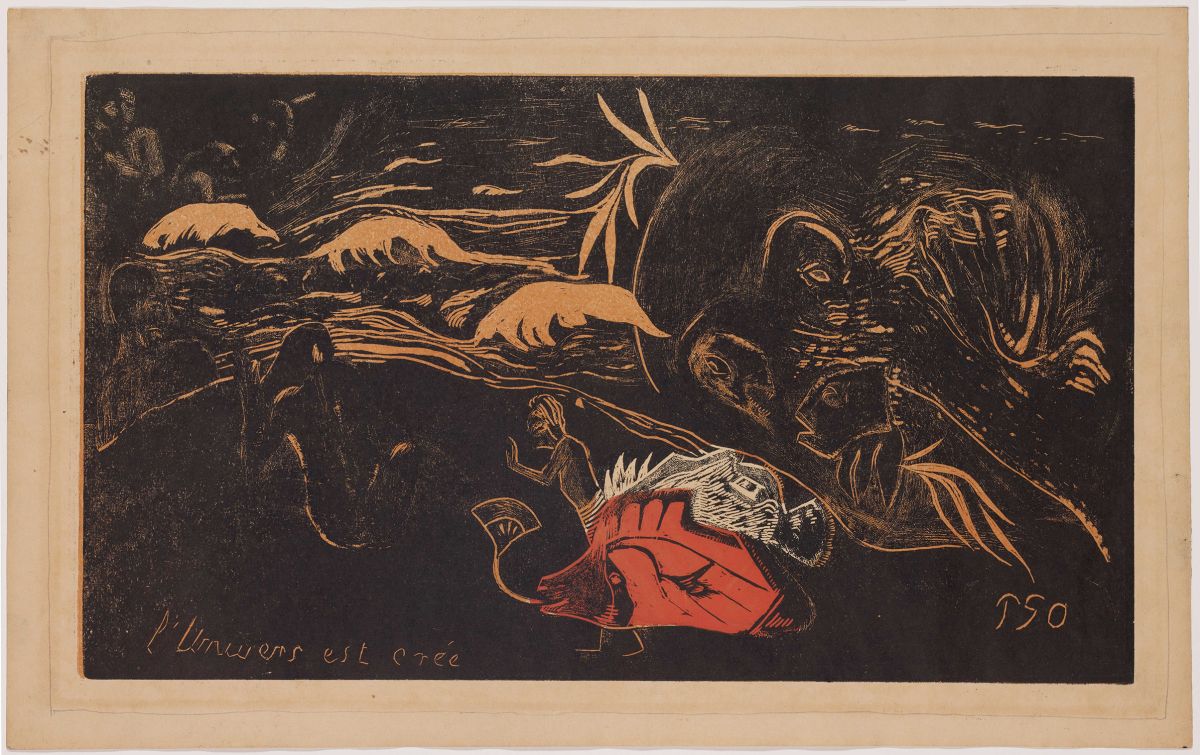 Paul Gauguin Das Universum wird erschaffen, 1893/94 Noa-Noa Suite Holzschnitt, Mehrfarbendruck Japanpapier 20.5 x 35, Blatt 25 x 39,8 cm © Privatsammlung, Courtesy Galleri K, Oslo
