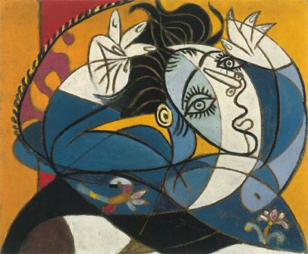 Pablo Picasso, Frau mit erhobenen Armen, 1936, Öl, Kohle und Sand auf Leinwand, 50,5 x 61 cm © Succession Picasso / VBK Wien 2000