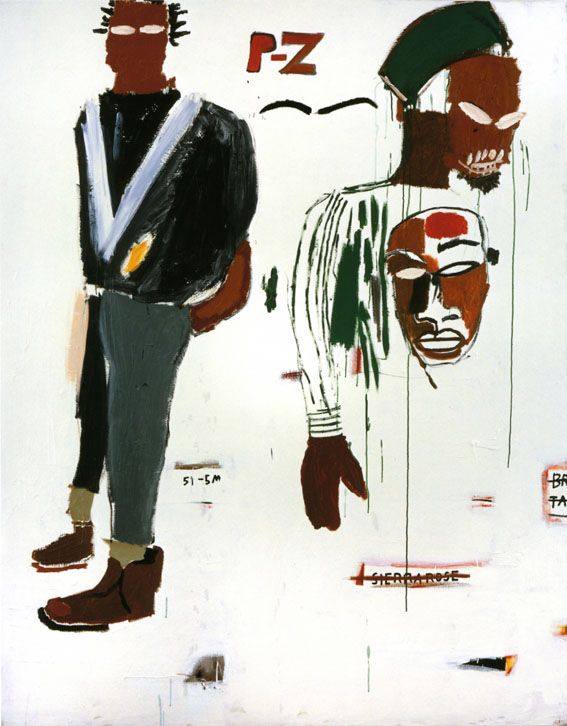 Jean-Michel Basquiat, P-Z, 1984, Acryl und Ölkreide auf Leinwand, 218,5 x 172,5 cm, Privatbesitz, Courtesy Galerie Bruno Bischofberger, Schweiz © Foto: Galerie Bruno Bischofberger, Schweiz © The Estate of Jean-Michel Basquiat; Bildrecht, Wien, 2014