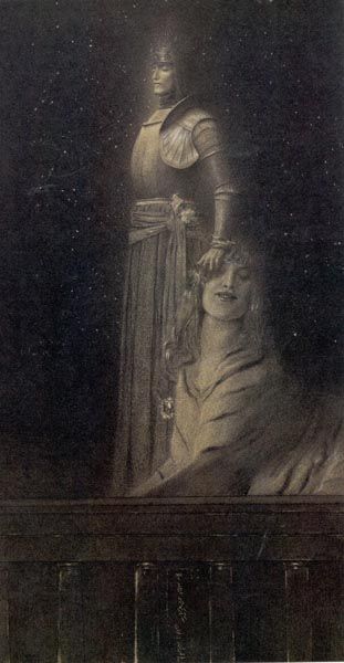 Fernand Khnopff, Mit Verhaeren. Ein Engel, 1889 © Privatbesitz